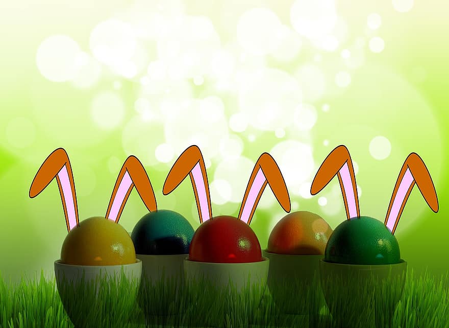 sfondo, Pasqua, astratto, uovo, bokeh, lepre, cerchio, colorato