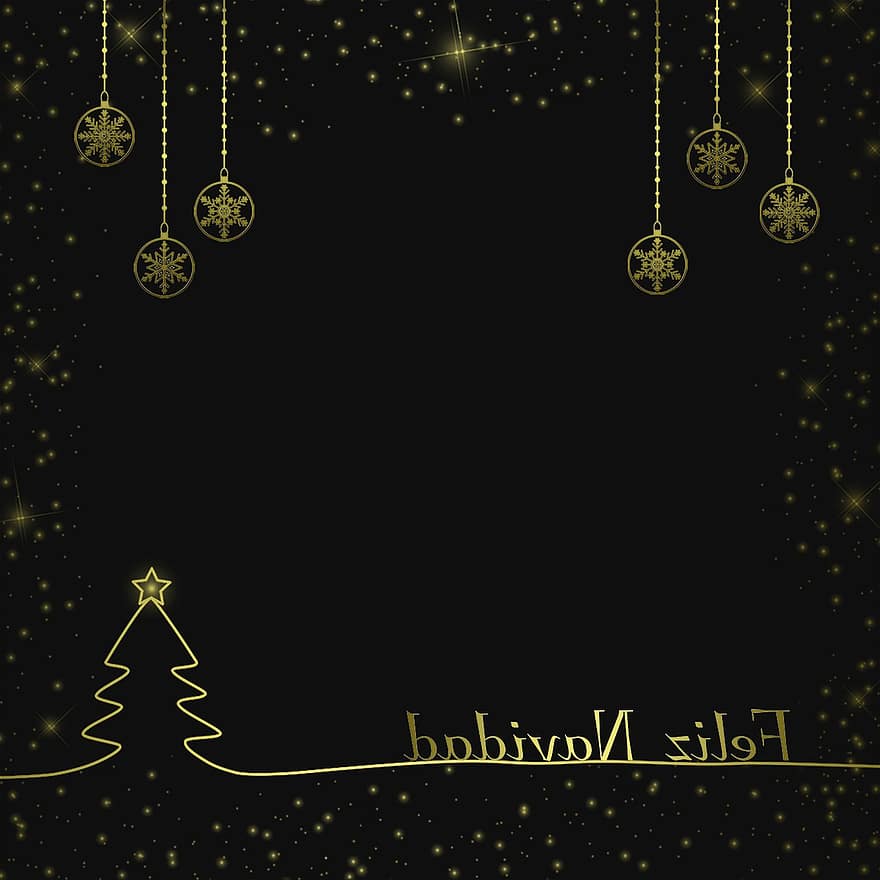 Merry Christmas, Postal, Background, Design, Christmas, Decoration, Decorative, Tree, Christmas Balls, Gold, December