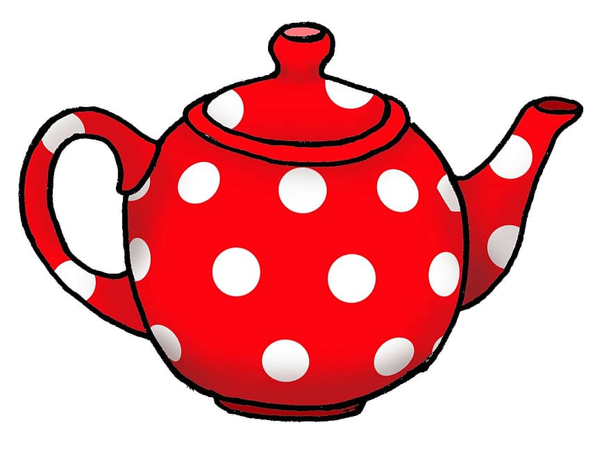 Spot, Red, Teapot, Graphic, Art