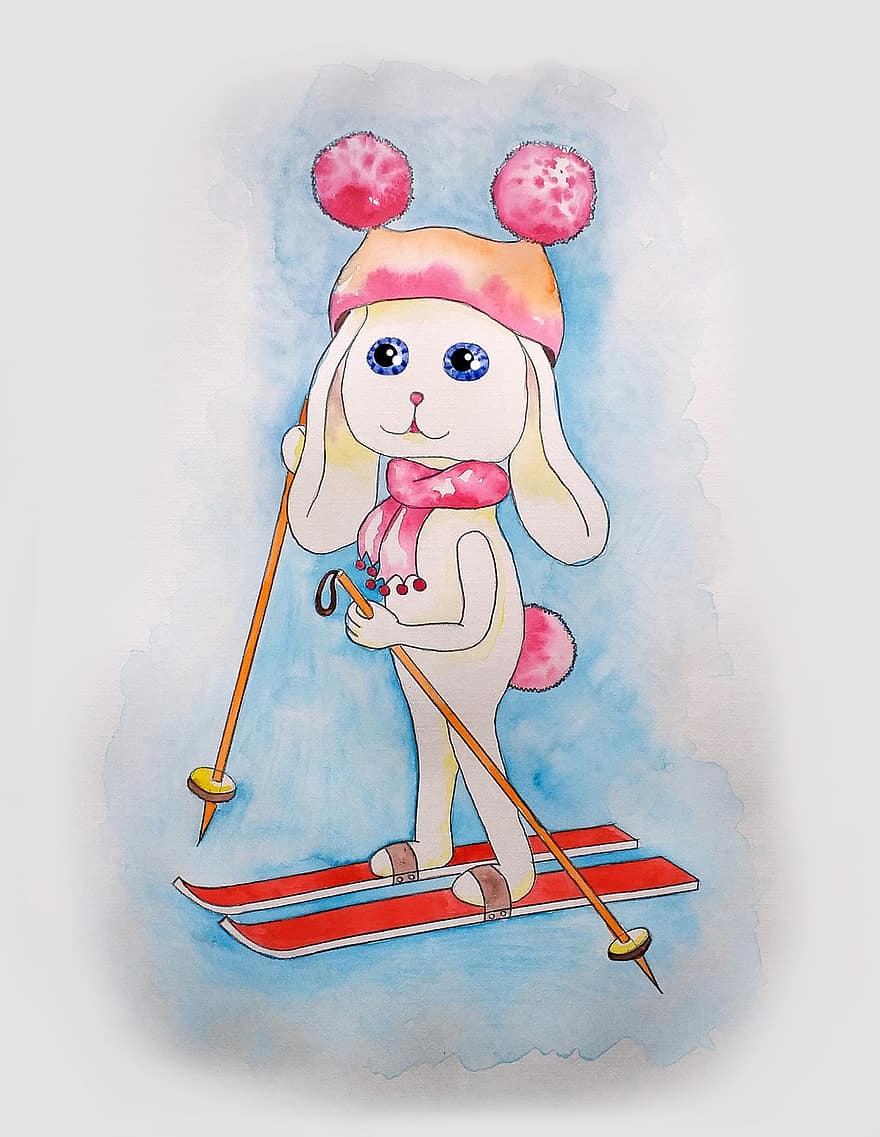 Bunny, Ski, Animal, Skiing, Sports