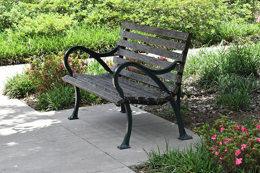 lavice, Příroda, park, venku, tráva, dřevo, sedadlo, letní, zelená barva, sedící, formální zahrada