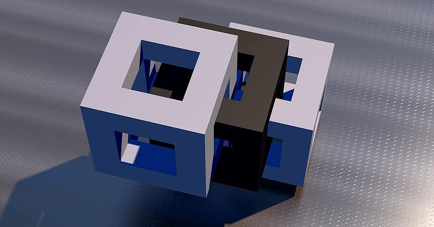 cube, bloc, ouvrir, géométrie, corps creux, espace, 3e dimension, en trois dimensions