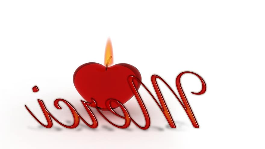 Дякую, серце, свічка, гніт, світло, прихильність, удача, лояльність, романтичний, день святого Валентина, тендер