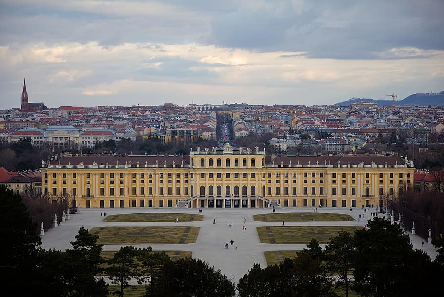 oraș, călătorie, turism, Europa, clădiri, arhitectură, Schonbrunn, Viena, castel, grădină, natură