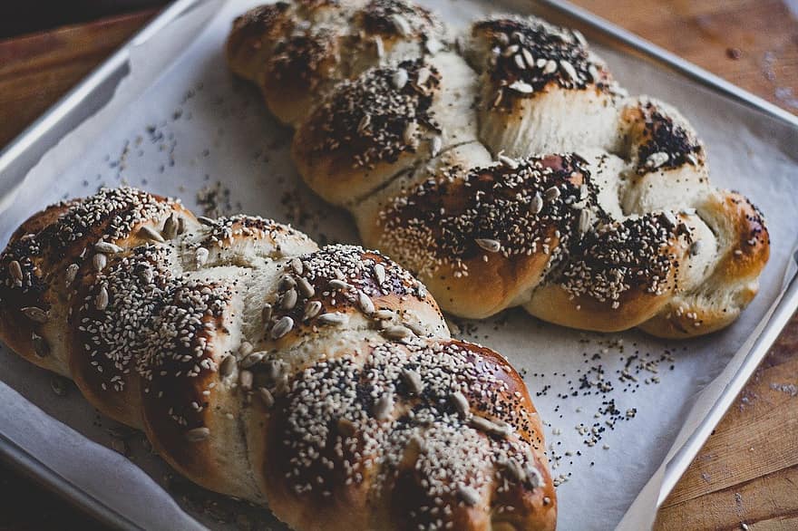 chleb, piekarnia, pieczony, mąka, spleciony, jedzenie, świeży, challah, szabat, żydowski