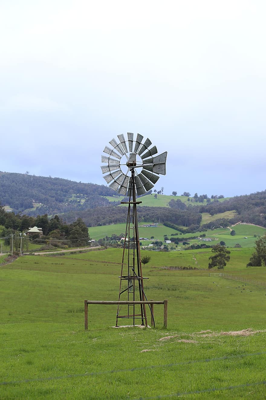 moinho de vento, campo, rural, ao ar livre