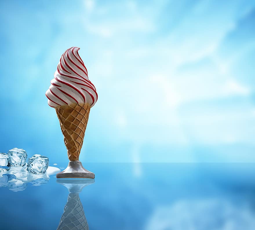 сладолед, конус за сладолед, десерт, заден план, лед, замръзнал, студ, скреж, освежаване, охлаждане, сладка