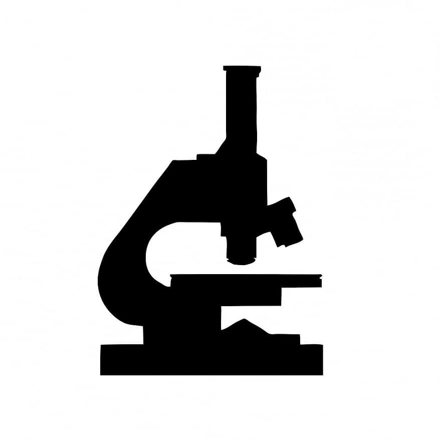 microscopio, negro, silueta, Art º, aislado, blanco, fondo