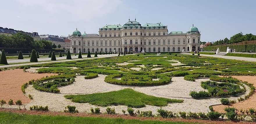 замък, пътуване, туризъм, архитектура, забележителност, Виена, Австрия, известното място, трева, външна сграда, история