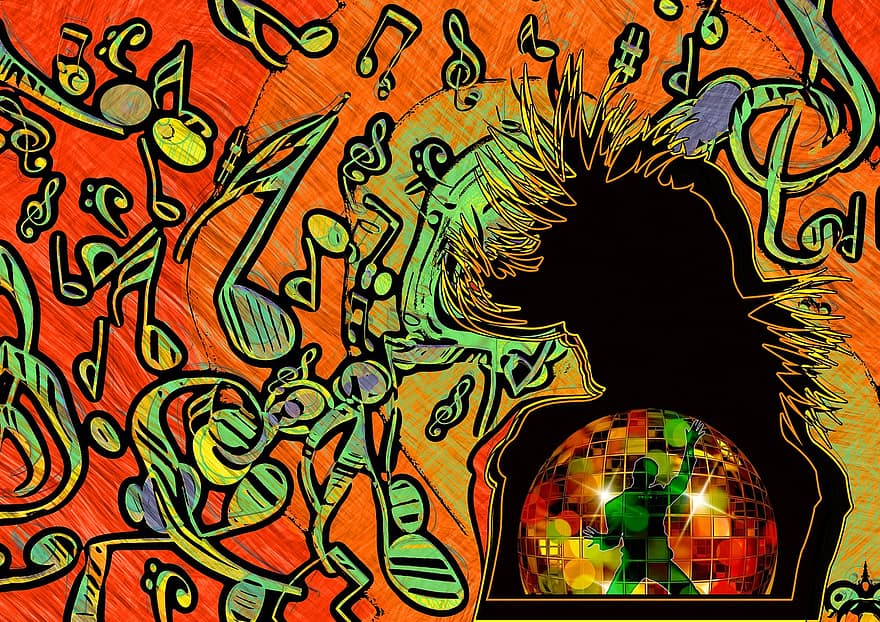 Music, Concert, Discotheque, Treble Clef, Melody, Composition, Disco, Background, illustration, backgrounds, vector