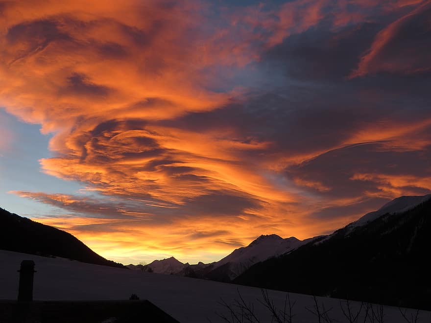 ภูเขา, พระอาทิตย์ตกดิน, ประเทศสวิสเซอร์แลนด์, ภูเขาแอลป์, Weisshorn