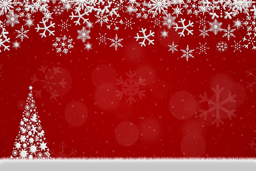jul, snöflingor, bakgrund, snö, vinter-, julgran, dekoration, firande, röd, design, bakgrunder
