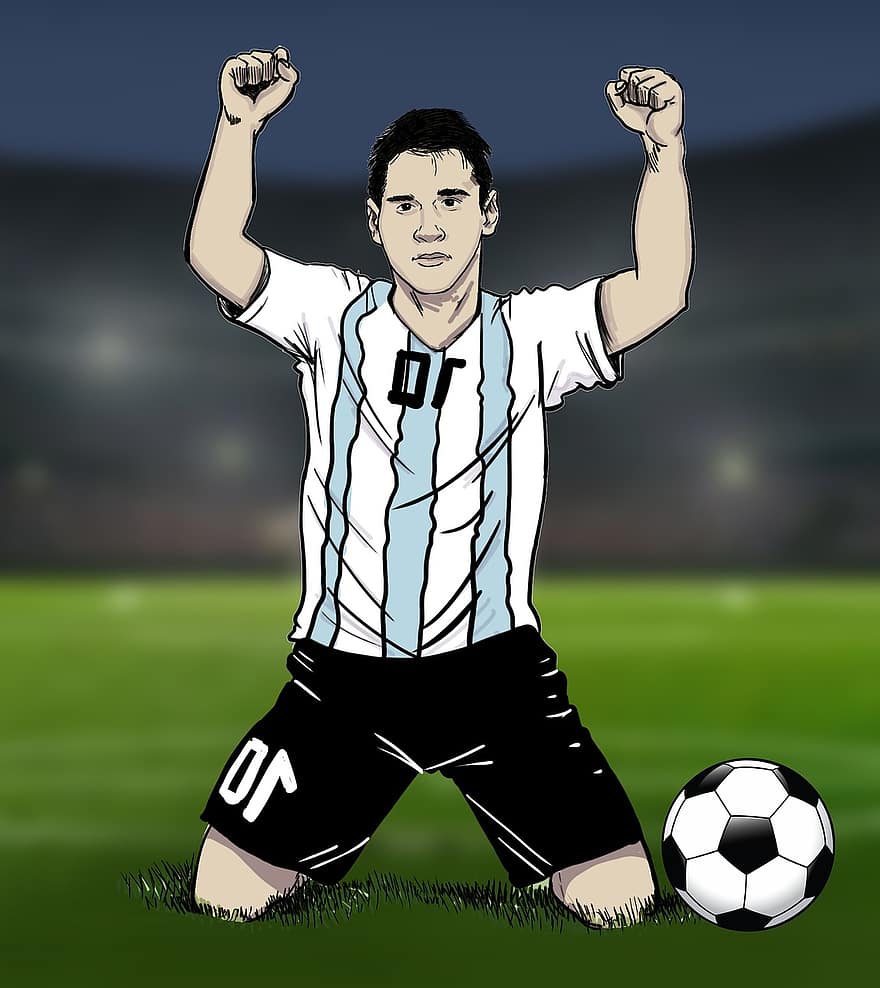jugador, fútbol, deporte, leonel messi, argentina, dibujo