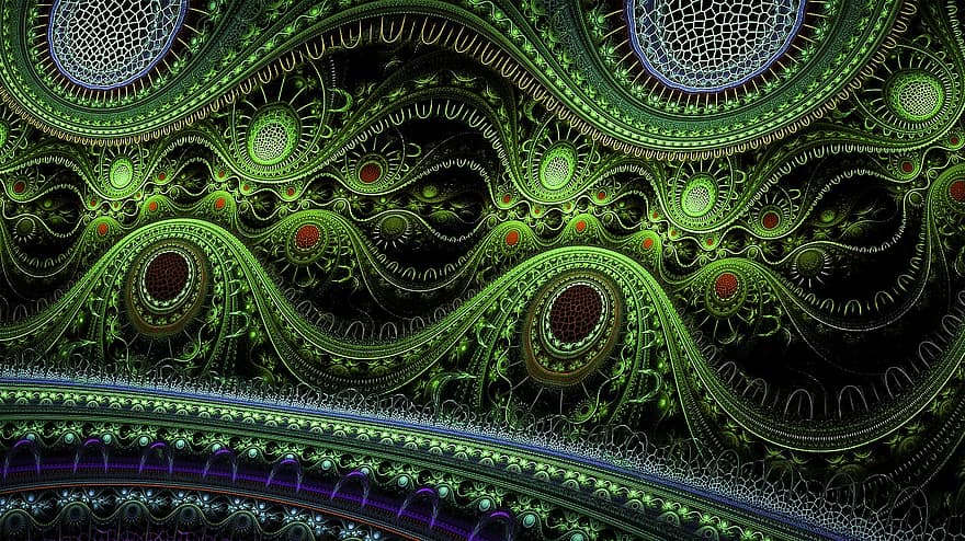 fractal, žalias, pavarų, fantazija, modelį, tekstūra, dekoratyvinis, fractal art, Žalioji dailė