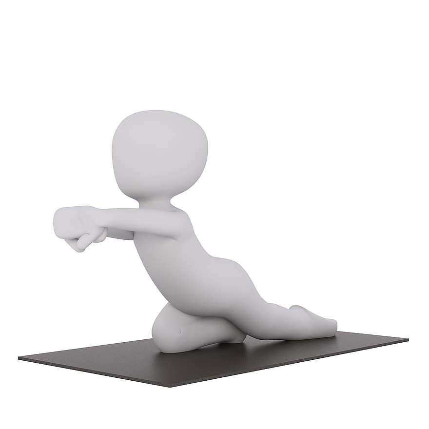 Yoga, Yoga-Übung, strecken, Sport, Entspannen Sie Sich, Yoga Matte, 3D-Modell, isoliert, 3d, Modell-, Ganzkörper