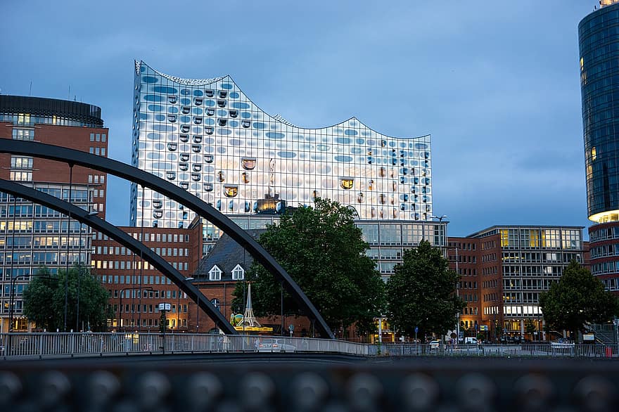 elbphilharmonie, Хамбург, сгради, град, Елба, Германия, забележителност, концертна зала, архитектура, модерен