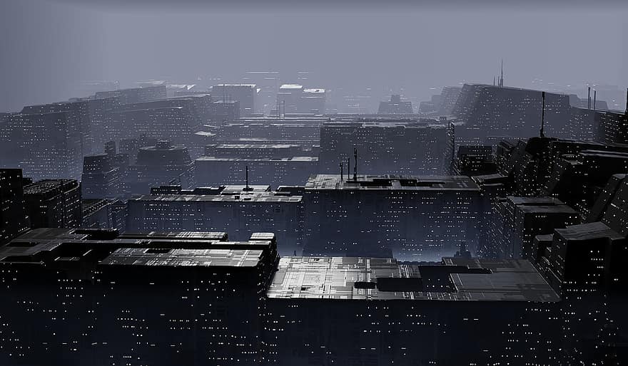 sci-fi, miestas, futuristinis, cyberpunk, mokslinė fantastika, pastatai, miesto, steampunk, civilizacija, metropolis, panorama