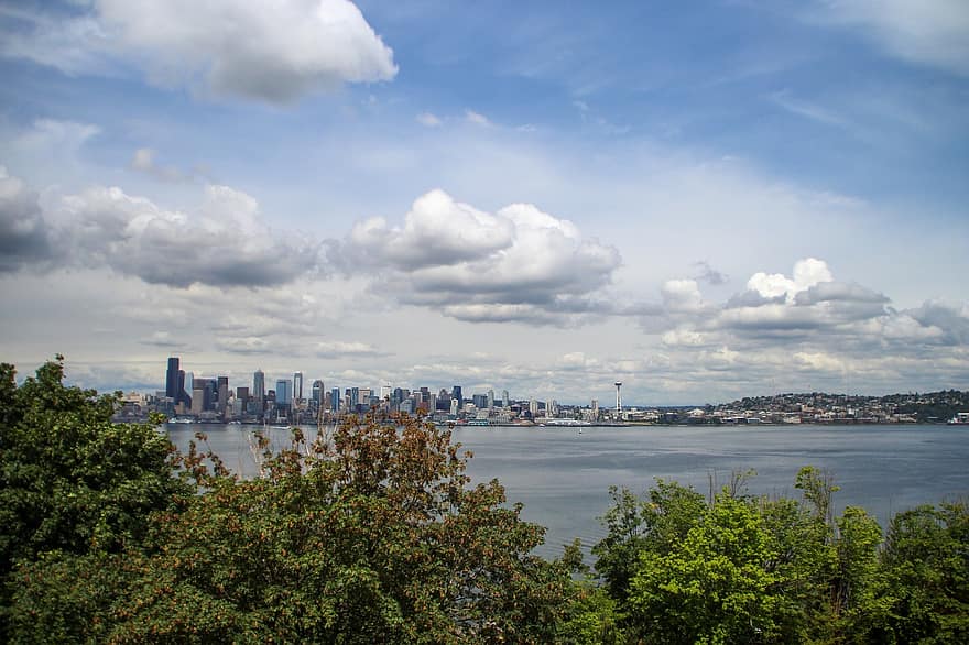 Seattle, Amèrica, horitzó, ciutat, Washington, arquitectura, viatjar, paisatge urbà, gratacels, nord-oest, torre