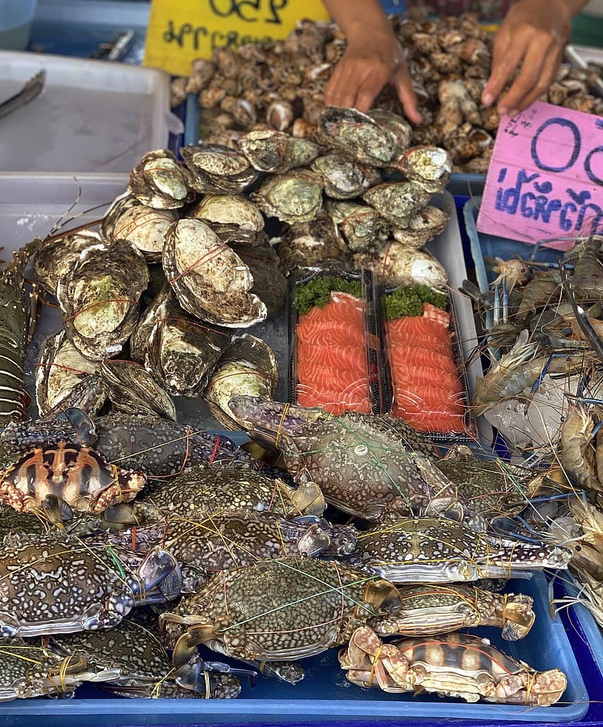 ринок морепродуктів, Кінський краб, молюски, морепродукти
