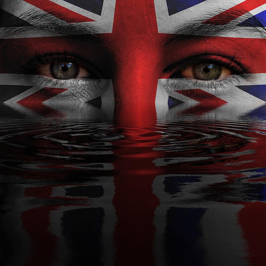 британский флаг, Британская, патриотический, флаг, герб, Соединенное Королевство, женщины, один человек, для взрослых, человеческое лицо, молодой человек