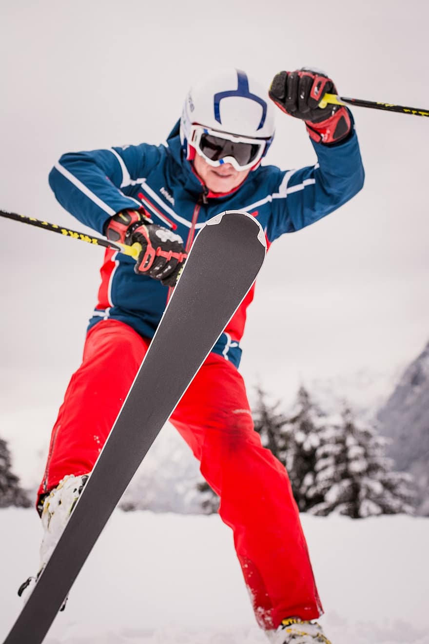 άνδρας, σκιέρ, χιόνι, να κάνει σκι, χειμώνας, σκι, πρόσωπο, ο άνθρωπος, δράση, κίνηση, άθλημα