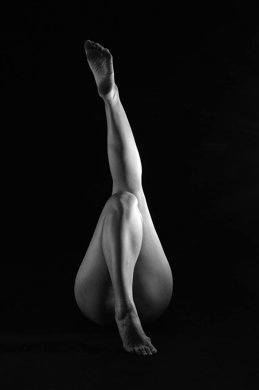retrato, modelo, pernas, mulher