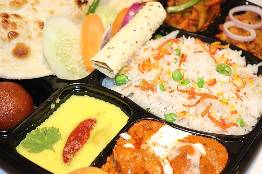 arroz, refeição, almoço, Comida, indiano