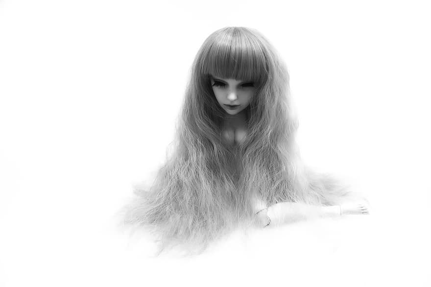 人形、頭、長い髪、面、おもちゃ、人形の顔、図、人形の頭、女の子、髪型、おもちゃ人形