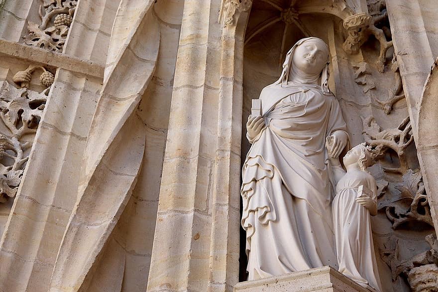 bức tượng, điêu khắc, xuyên qua, nhà thờ, Mary trinh nữ, chúa trẻ con, tôn giáo, Công giáo, sự thánh thiện, ngành kiến ​​trúc, nơi nổi tiếng