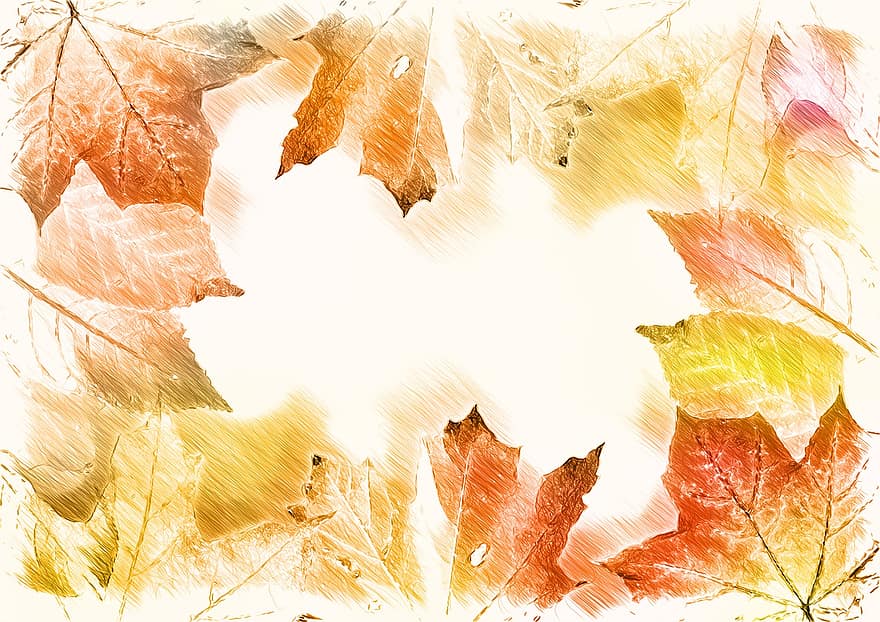 bokeh, herfst, kleur, bladeren, kleurrijk, gouden herfst, esdoorn-, achtergrond, schrijfbehoeften, schets, rand