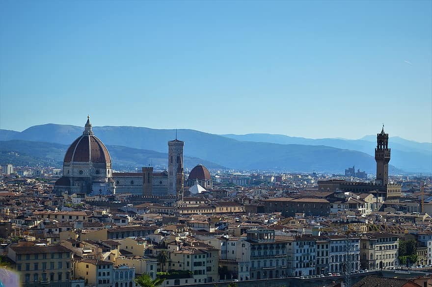 Italia, Firenze, kaupunki, panoraama, Toscana, kaupunkikuvan, kuuluisa paikka, arkkitehtuuri, kristinusko, kaupunkien horisonttiin, uskonto