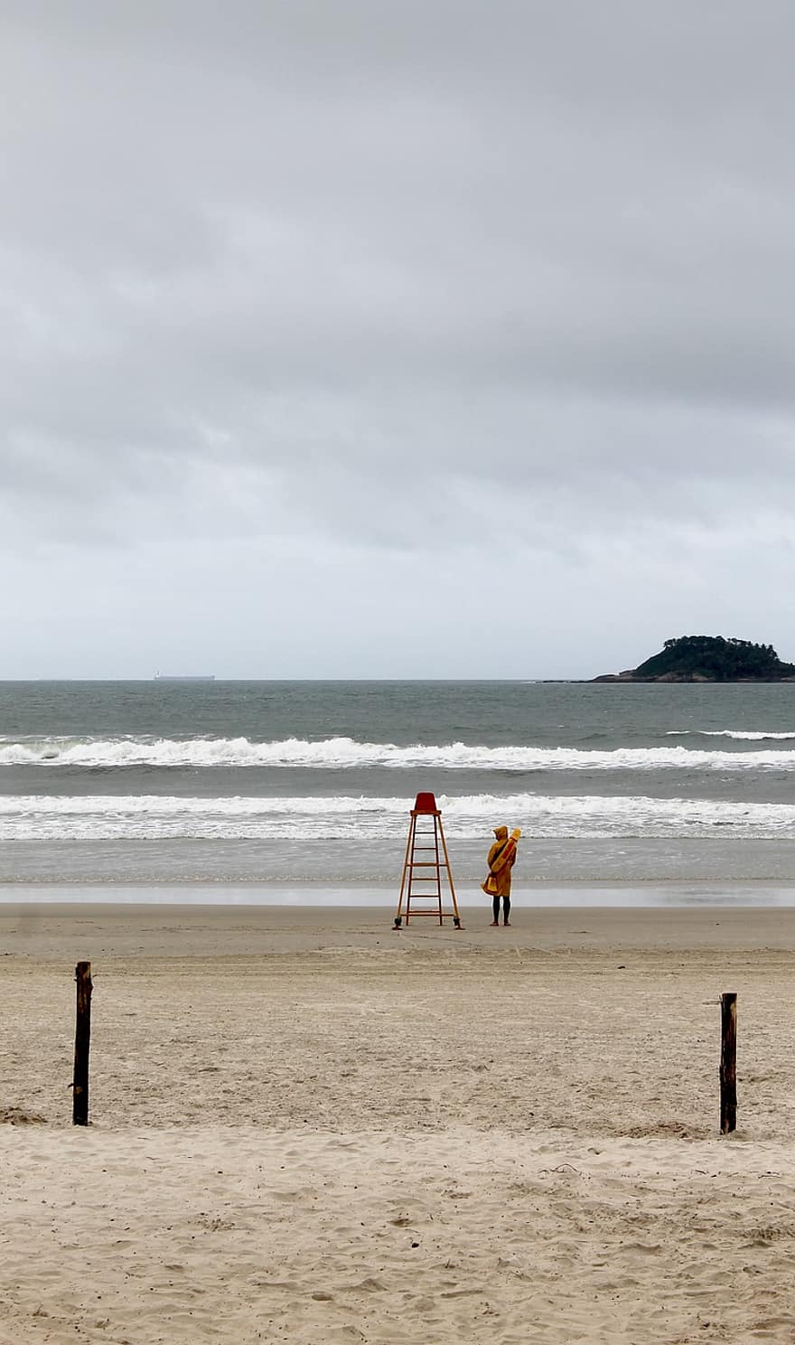 пляж, берег, море, человек, в одиночестве, океан, взморье, горизонт, декорации, сценический, Бразилия