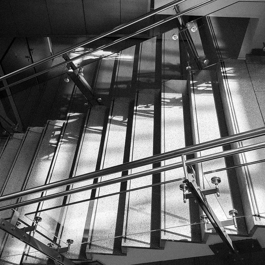 escaliers, en haut, ombre, Nuremberg, étapes, escalier, architecture, pas, à l'intérieur, métal, escalier mécanique