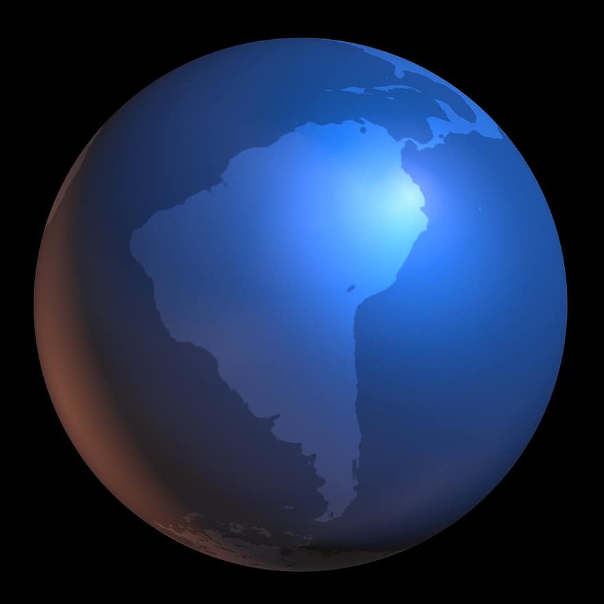 Zuid-Amerika, wereldkaart, kaart, wereldbol, continenten, continent, aarde, land, Staten van Amerika, zeeën, hemisferen