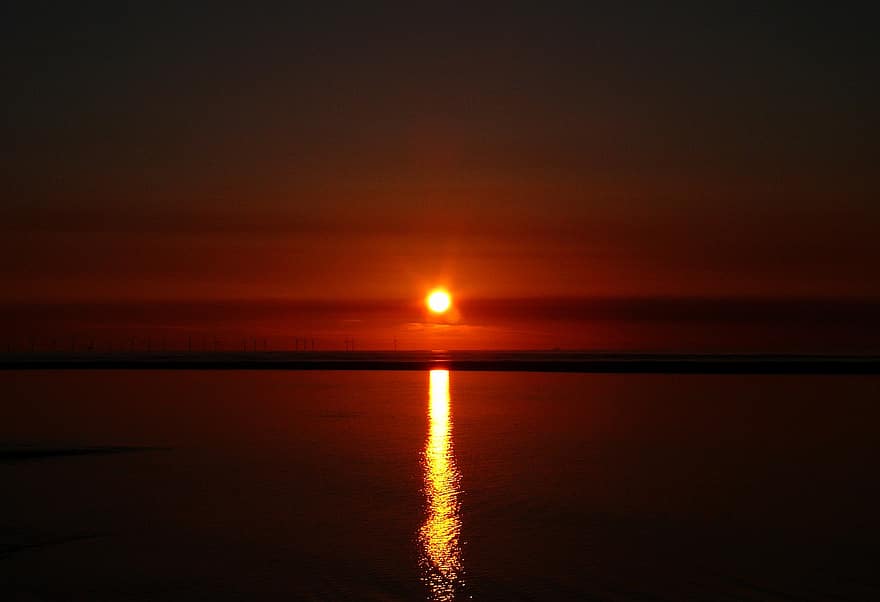puesta de sol, Dom, mar, luz del sol, oscuridad, reflexión, agua, bahía, cielo, nubes, horizonte