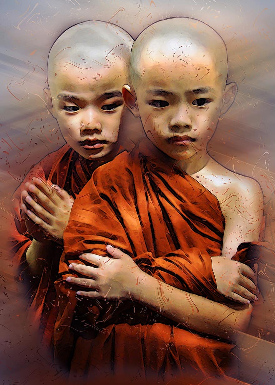 budisme theravada, novells, theravada samanera, monestir, budista, budisme, religiós, theravada, petits monjos, nois, persona