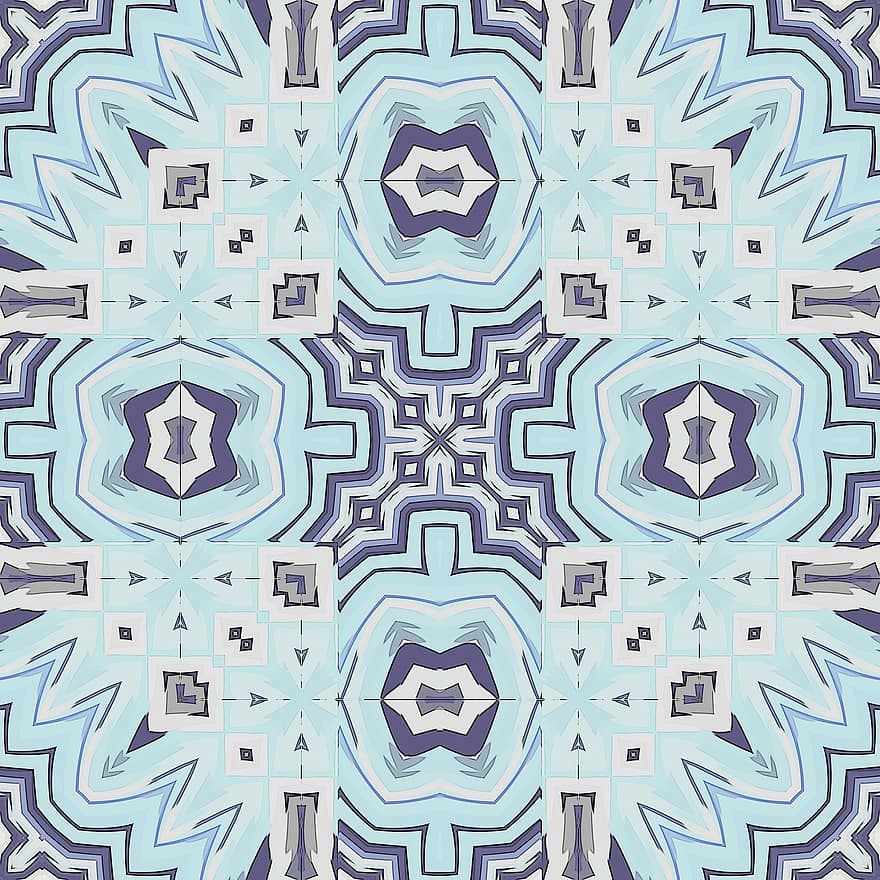 kaléidoscope, fond floral, motif de carreaux, motif géométrique