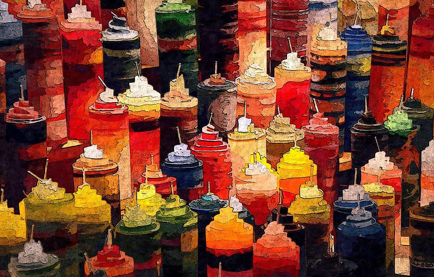 espelmes de colors, a l'aire lliure, color, vela, llum, decoració, cera, digital, foto, manipulació, obra d'art