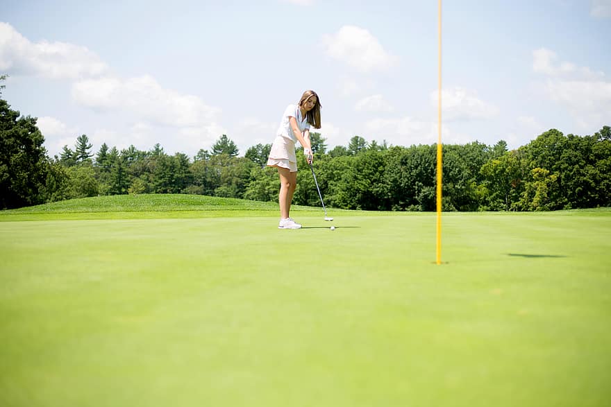 moteris, golfo žaidėjas, golfas, Moteris, asmuo, Sportas, lauke, klubas, žaisti, laisvalaikis, vasara