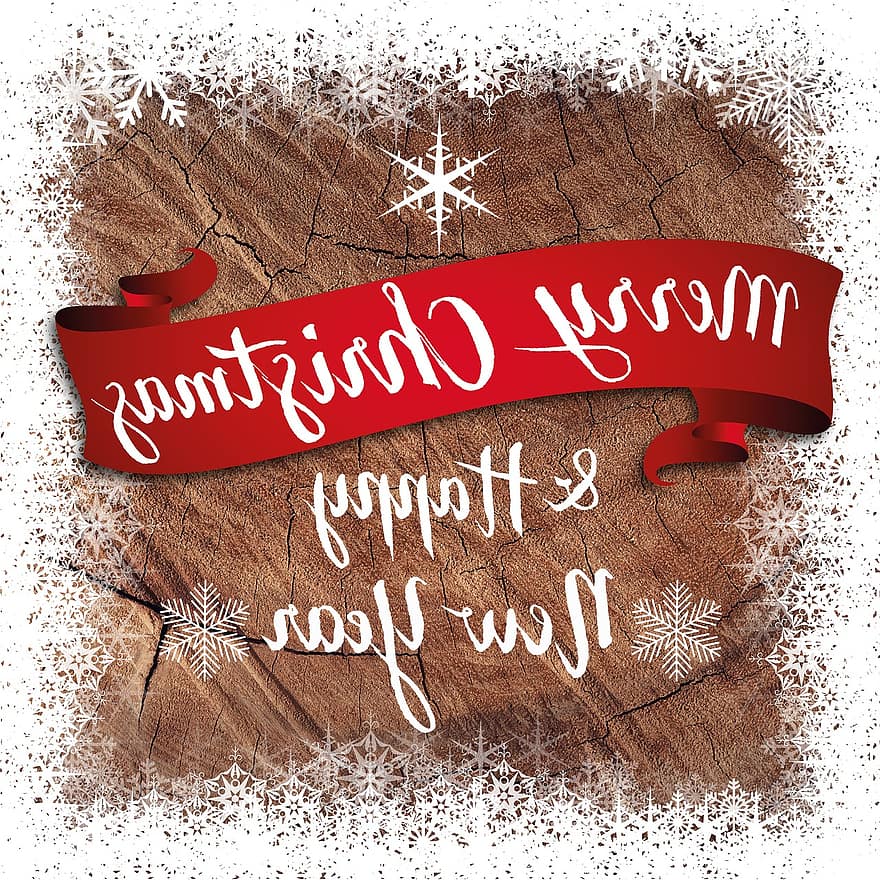 Boże Narodzenie, drewno, płatki śniegu, rama, wspaniały, Wesołych Świąt, mapa, świąteczne pozdrowienia, napis na rękę, skrypt pędzla, typografia
