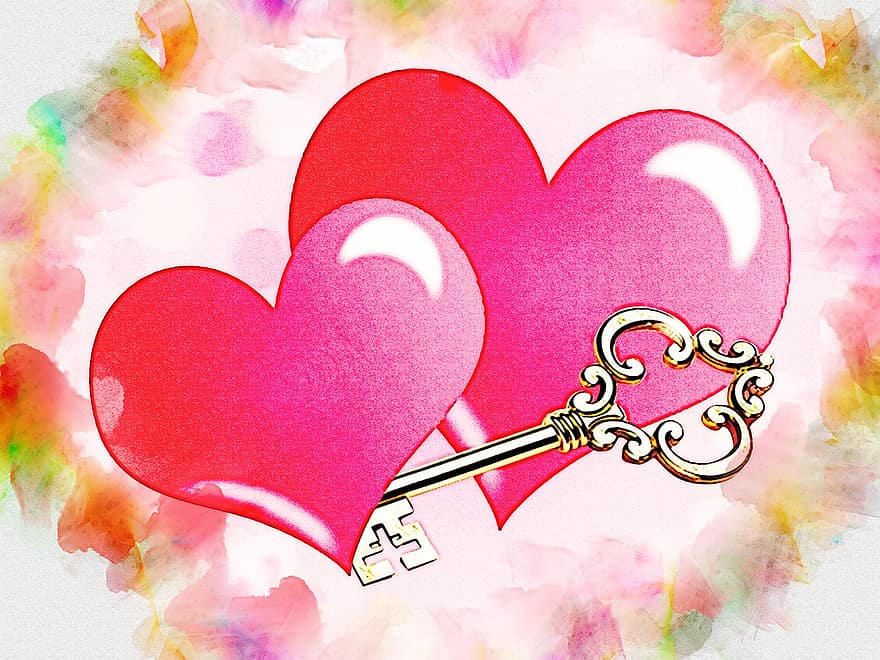 San Valentino, cuori rosa, biglietto d'auguri, clip art, amore, a forma di cuore, romanza, astratto, sfondi, illustrazione, decorazione