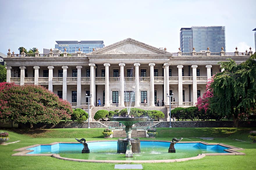 pastatas, fontanas, sodas, Korėja