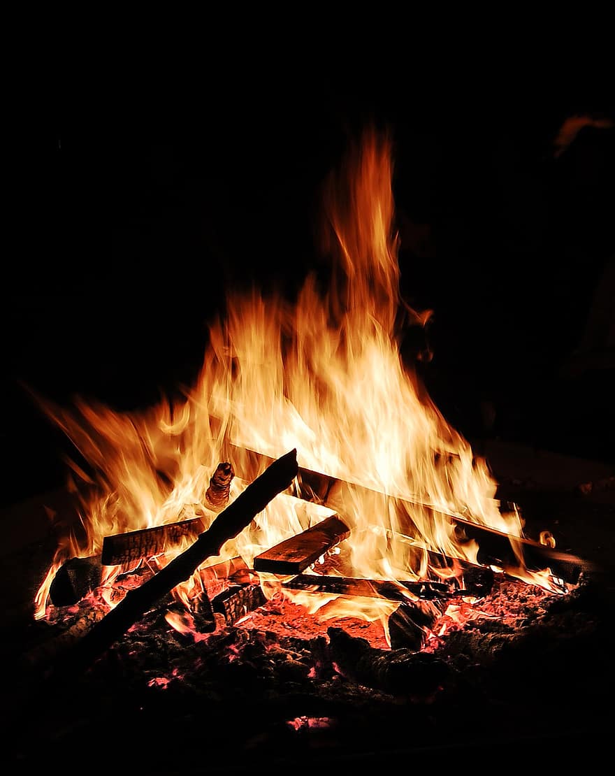 oheň, horký, teplo, plameny, venku, táborák, plamen, přírodního jevu, teplota, hořící, detail
