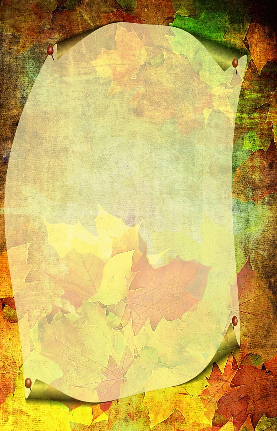 есен, цветен, канцеларски материали, заден план, гръндж, листа, се появяват, украса, бюлетин, цвят на есента, есенна украса
