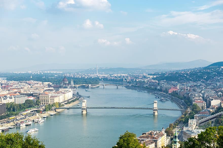 Boedapest, Donau, rivier-, Hongarije, stad, stadsgezicht