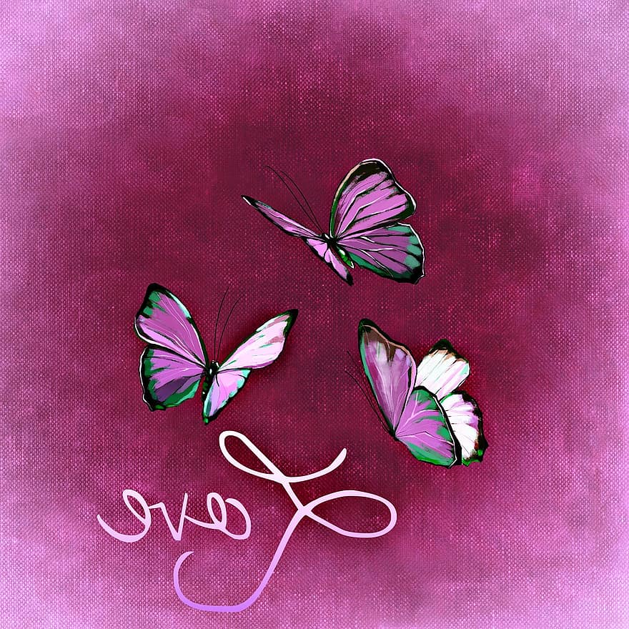 sommerfugle, flyvende, kærlighed, vinge, sommerfugl, insekt, abstrakt, farverig, Valentins Dag