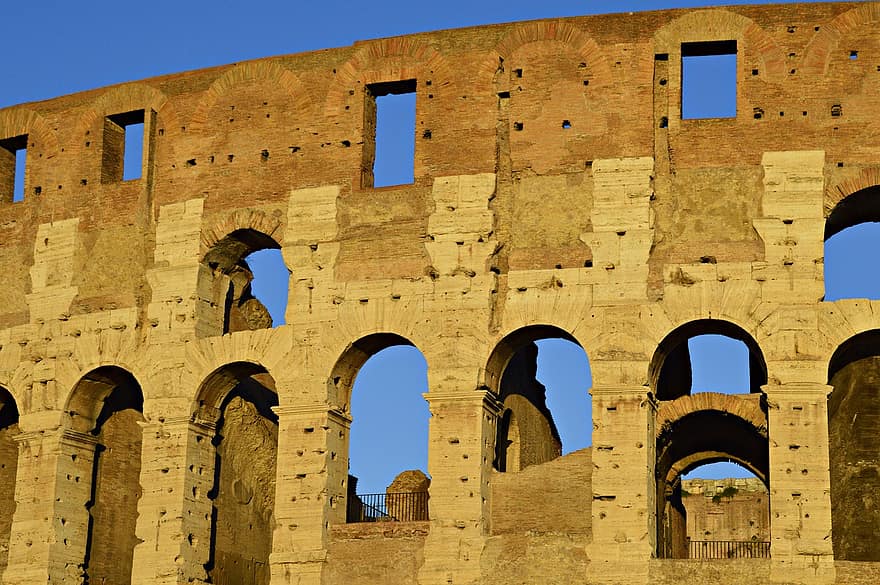Collisseum, gammal, rom, arkitektur, Italien, romersk, berättelse, känt ställe, båge, historia, monument
