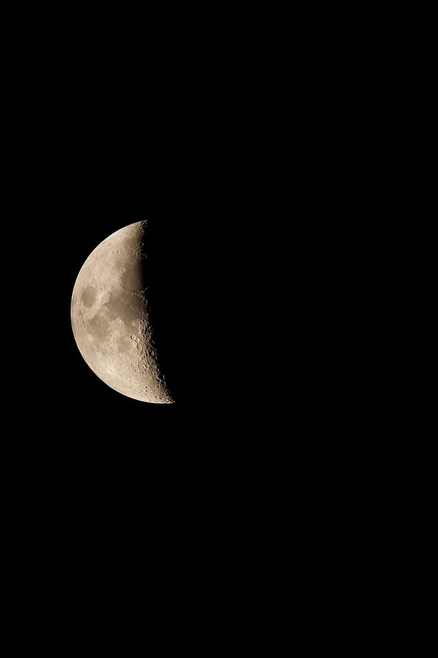 měsíc, noc, prostor, kráter, družice, astronomie, měsíční svit, temný, planeta, povrch měsíce, pozadí