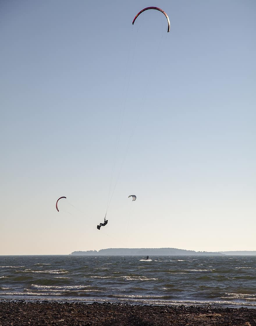 hav, vand, sport, kite boarding, ekstrem sport, flyvende, faldskærm, paragliding, eventyr, kiteboard, kiteboarding