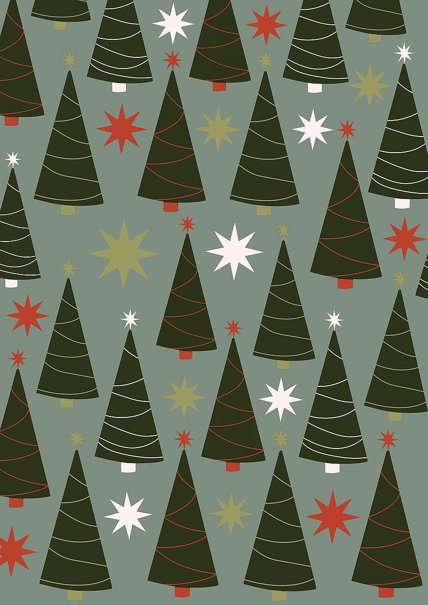 árvores de Natal, padronizar, papel de parede, Pinheiros, Natal, flocos de neve, natal, neve, Decoração de Natal, decoração de natal, decorativo